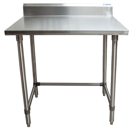 Bk Resources Stainless Steel Work Table With Open Base, 5" Rear Riser 36"Wx24"D VTTR5OB-3624